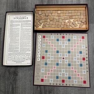 1948-1953 Vintage SCRABBLE Board Game Selchow & Righter Complete 100 Wood Tiles
